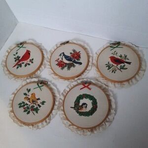 5pcs Vintage Christmas Bird Wall Hanging